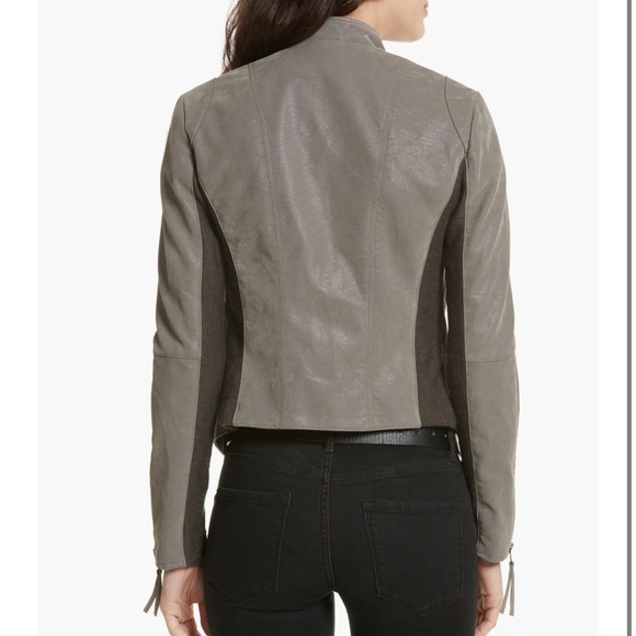 FREE PEOPLE Faux Leather Jacket In Steel Grey size 8 - Picture 1 of 13